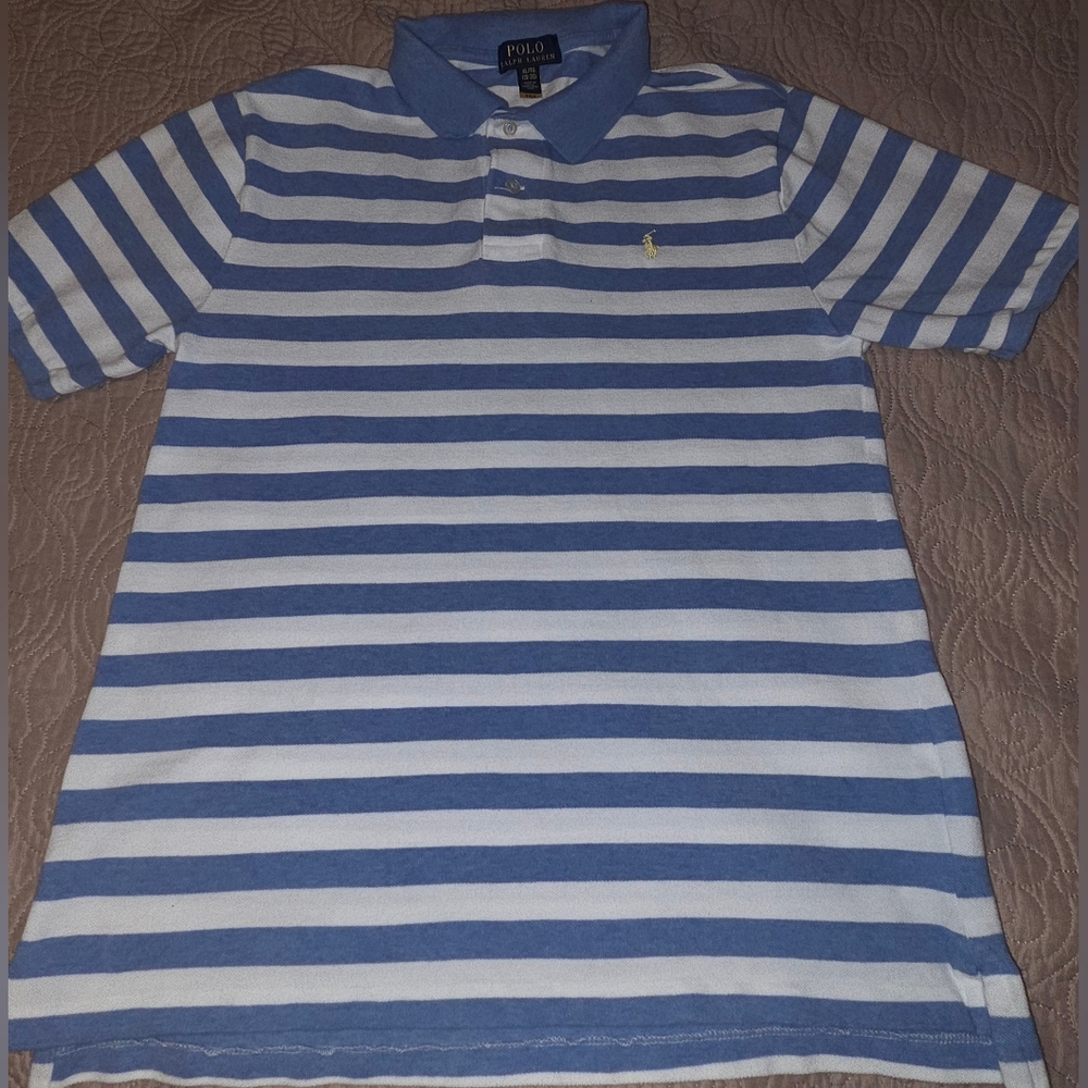 Boy's XL Polo by Ralph Lauren Blue and White Striped Shirt